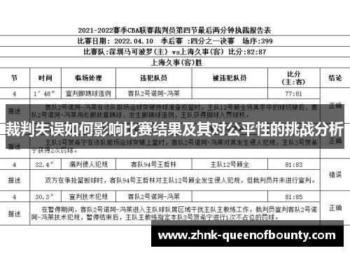 裁判失误如何影响比赛结果及其对公平性的挑战分析